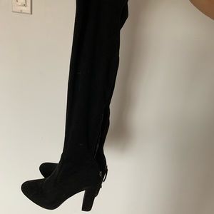 Over the knee black heeled boots size 7